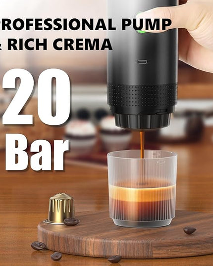 Mulli Cordless Electric Espresso Machine‌‌-Portable Coffee Maker for Ground Coffee & NS Capsule with Self-Heating Technology‌-Perfect for RV, Hiking, Camping, Office & On-the-Go Lifestyles