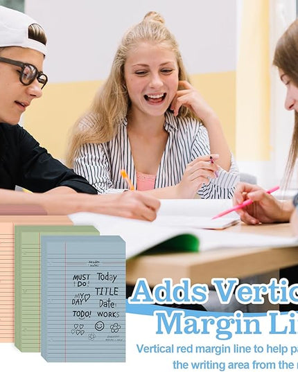 200 Sheets Half Letter Lined Paper 5.5 X 8.5 In Colored Notebook Paper College Ruled Loose Leaf Paper 3 Hole Punched Half Mini Binder Inserts Fit 3 Ring Binder for School Office