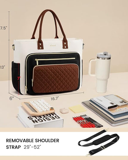 LOVEVOOK Teacher Tote Bag for Women Work, Laptop Bag With Large Cup Holder, Nurse Bags Professional Briefcase Business Computer Purses Handbag,Light Pink,15.6 Inch