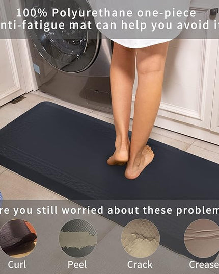 24 x 60 Inch Extra Support Anti Fatigue Comfort Kitchen Mat, Waterproof Long Kitchen Runner, Non-Slip Standing Desk Mat, Commercial Pads for Offices, Home, Garages (Bordeaux Black, 24'' x 60'')