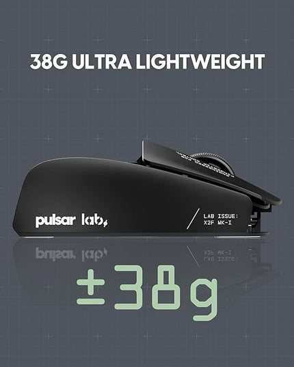 Pulsar Gaming Gears LAB X2F Wireless Fingertip Gaming Mouse, Ultra Lightweight 1.34 oz (38 g), HUANO Blue Pink Dot Switches, 32,000 DPI, 750 IPS, XS-1 Sensor, 8K Compatible (Black)