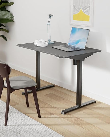 FLEXISPOT EN1 One-Piece Standing Desk 40 x 24 Inches Solid Desktop Electric Height Adjustable Desk for Home Office (Black Frame + Black Desktop)