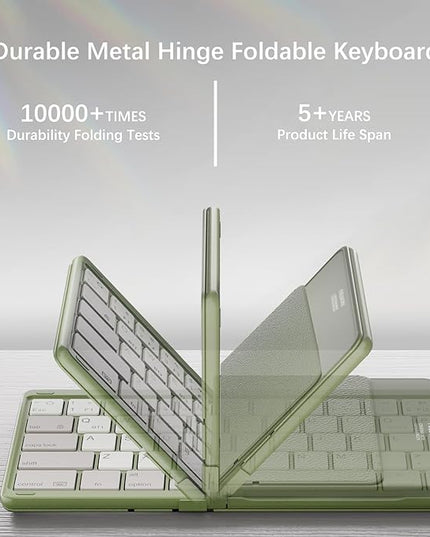 Nillkin Upgraded Foldable Bluetooth Keyboard with Touchpad & Number Pad, Portable Wireless Keyboard for Travel, Pocket-Sized, Full Size Keys, Support 3 Devices for iPad Laptop Tablets Phone, Green