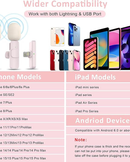 MAYBESTA Mini Wireless Microphone for iPhone, Android: Bluetooth Lavalier Lapel Phone Microphones for YouTube Video Recording - Clip on Mic for Tiktok Interview Podcast Vlog