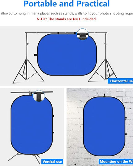 NEEWER Chromakey Backdrops, Double Sided Green Screen and Blue Screen, 2 in 1 Collapsible and Reversible Background for Photography, Gaming and Live Streaming, 5'×6.6'/1.5m×2m (Green/Blue)