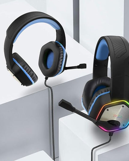 EKSA E1000 Gaming Headset, Computer Headphones with Noise Canceling Mic & RGB Light, 7.1 Surround Sound, Compatible with PC, PS4 PS5 Console, Laptop (Blue)