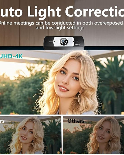 4K Webcam for PC - 4K Ultra HD Computer Camera with PDAF Autofocus, AI Noise-Canceling Mic, USB Plug & Play, 80° FOV & Auto Lighting Correction for Laptop & Desktop (Social Streaming Video Call)