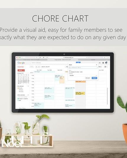 15.6 to 27 inch Touchscreen Digital Calendar & Wall Planners, Smart Whiteboard Calendar for Chore Chart & Work Schedule, Built in Speakers and Camera, Include Wall Mount & Desk Stand (18.5-inch)