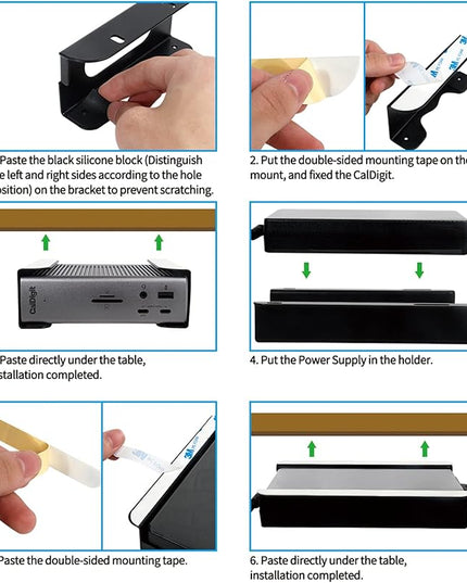 Under Desk Holder for Thunderbolt 4 Dock/Thunderbolt 3 Dock and Power Cable, Under Desk Iron Storage Rack for TS4 / TS3 Plus, No Drill, Easy Install with All Hardware Included