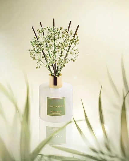 Cocorrína Reed Diffuser - Bamboo Stream Scented Diffuser with 8 Sticks Home Fragrance Reed Diffuser for Bathroom Shelf Decor