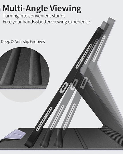 H HOLIMET Case for iPad Air 11 inch 2025 (M3)/2024 (M2) /iPad Air 5th Generation 2022/iPad Air 4th Generation 2020 10.9 Inch with Pencil Holder Shockproof Protective Cover Vegan Leather (Purple)
