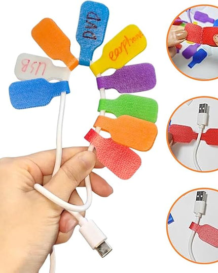 40 Pcs Cable Labels, Write On Cord Labels Tags for Electronics,Cable and Wire Tags,Reusable Large Size Plastic Velcro Label for Charging Cords Management and Identification (8 Colors)