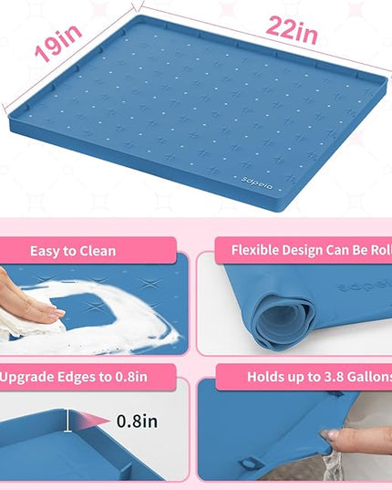 Sdpeia Under Sink Mat 22"×19" Waterproof Silicone Cabinet Liner & Sink Protector for Kitchen & Bathroom, Multi-Purpose Organizers Tray for Pets, Laundry, Cat Litter Mat
