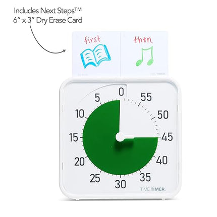 Time Timer Original 8" Visual Countdown Timer – Medium 60-Minute Silent Classroom Visual Timer for SEL, Emotional Regulation, Focus, Calm Transitions, ADHD, Autism – (Green & White)