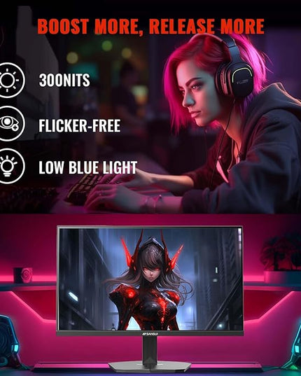 SANSUI 24 Inch Gaming Monitor 200Hz 180Hz 1Ms FreeSync HDR 110% sRGB FHD 1080P Computer Monitor HDMI DP Ports Eye Care Frameless VESA Mount Cable Management (ES-G24F4L HDMI Cable Included)