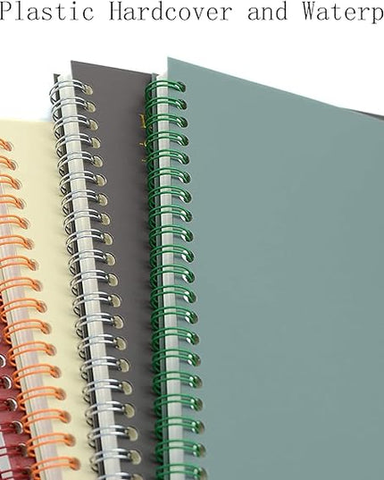 Yansanido Spiral Notebook, 4 Pcs B5 Thick Plastic Hardcover Graph Paper 4 Color 80 Sheets -160 Pages Journals for Study and Notes (Grid-4pcs Wine Red,Brown,Green,ivory, B5)