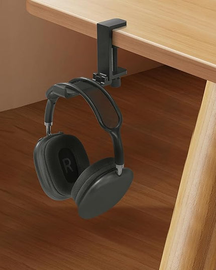blingwider Metal Heavy Duty Foldable Headphone Holder for Desk, Headset Stand for Desk,Backpack Holder Hook for Desk,Bag Hook Under Desk,Clamp Hook for Desk Attachments,Black