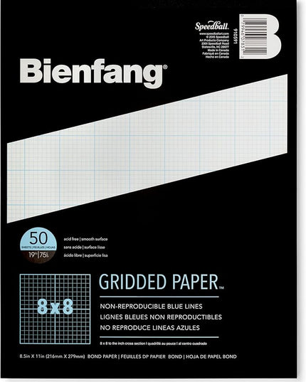 Bienfang Designer Grid Paper Pad, 8x8 Cross Section, 8.5 x 11 inches, 50 Sheets