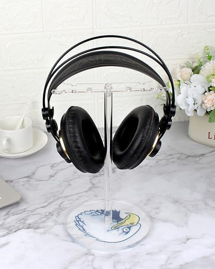 Clear Acrylic Headphone Stand for AirPods Max/Gaming Headsets (HyperX/Xbox) - Universal Holder for Bose, Beats & Wireless Headphones - Space-Saving Organizer (Black&White Eagle/Hawk)