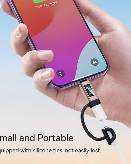 pzoz USB C to Lightning Adapter with LED Display, 27W Type C PD Fast Charging Lighting Adaptor for Phone 14/13/12/11/XS/XR/SE/AirPods, Fits MacBook Charger Cable, Support Data Transfer (1 Pack)