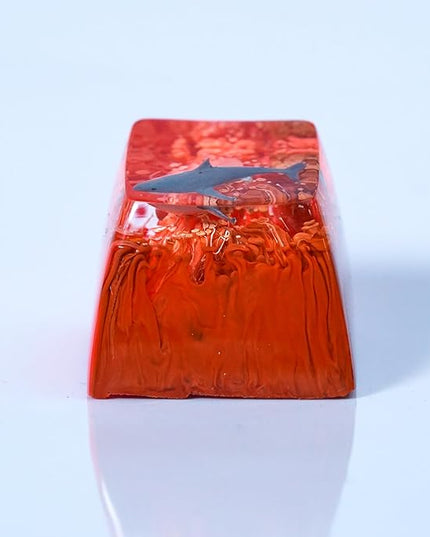 Shark Artisan Keycap Fiery Red Ocean R1 SA Profile Custom Sea Creatures Keycaps 1U ESC Handmade Gaming Resin Key Cap Cherry MX Switch Compatible Mechanical Keyboard Sea Lover Gift