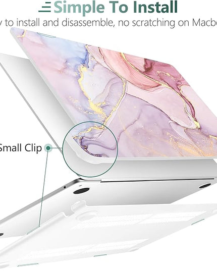 DONGKE for M4 MacBook Air 13.6 Inch Case 2025 2024 2023 2022 Model A3240 A3113 A2681 M3 M2 Chip, Plastic Hard Shell Case Cover with Touch ID for MacBook Air 13 Inch M4 - Pink Marble