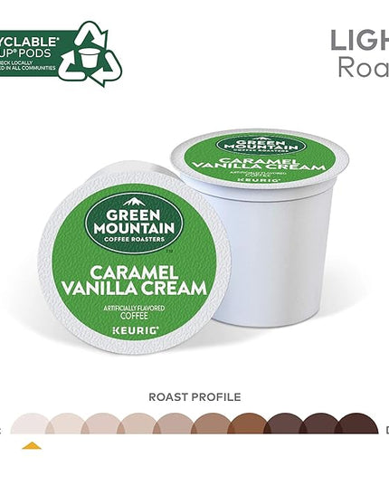 Green Mountain Coffee Roasters Caramel Vanilla Cream Keurig Single-Serve K-Cup pods, Light Roast Coffee, 12 Count