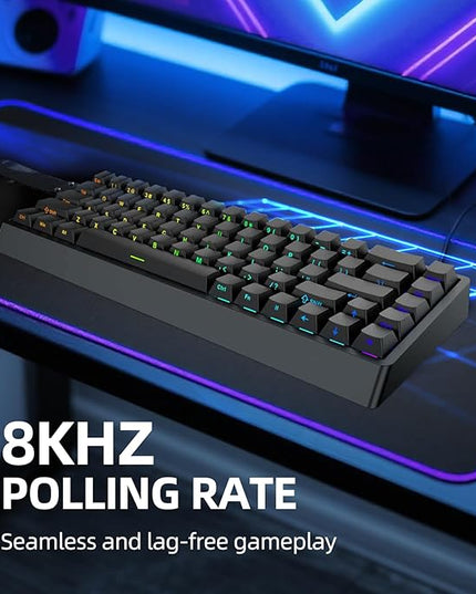 ND68 68 Keys Wired Magnetic Switch Keyboard, 0.005MM RT Accuracy, 8KHZ Polling Rate/Latency As 0.125MS/256KHZ Single Key Scan Rate/ARGB，Hot Swappable,Gasket Structure Gaming Keyboard（Black）