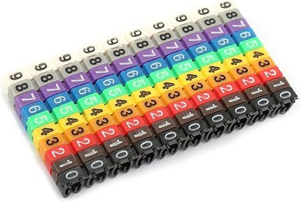 Clip-on String Wire Marking Boxed Plastic Digital Number Wire Label Tube Set Colorful Cable Marker (100PCS -2.5MM)