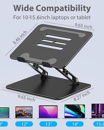 Adjustable Laptop Stand for Desk, Metal Foldable Laptop Riser Holder, Portable Desktop Book Stands, Ventilated Cooling Computer Notebook Stand Compatible with 10-15.6” Laptops