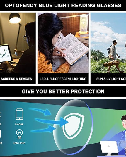OPTOFENDY Blue Light Blocking Glasses Women Men, Computer Eyeglasses Anti Blue Light Glasses with Anti Eyestrain & UV