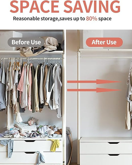 Space Saving Hangers for Clothes, 10 Pack Hanger Organizer Space Saver, Magic Metal Collapsible Closet Organizers, Multiple Hangers in One, College Dorm Room Essentials (V1.0)