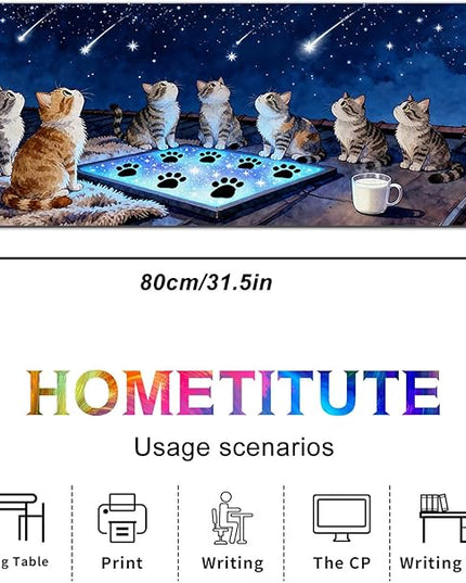 XL Mouse Pad Gaming Mousepad 31.5 x 11.8 Inch Large Keyboard Desktop Mat Diatomite Mouse Pad for Home and Office Desk Accessories with Rooftop Starry Sky Cat Artwork