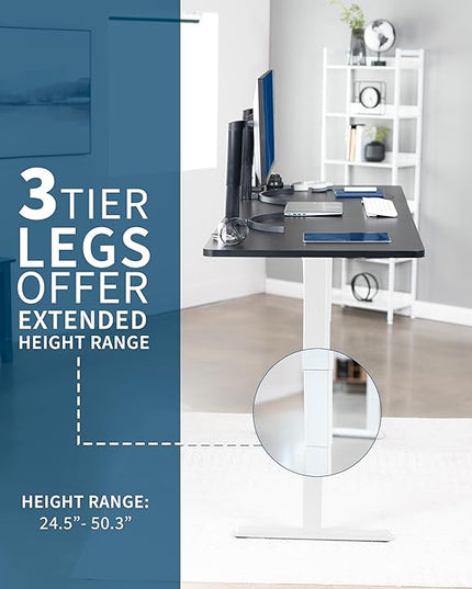 VIVO Electric 83 x 30 in Dual Motor Sit Stand Desk, Memory Height Adjustment, 2B Series, White Top Black Frame, DESK-KIT-2B8W