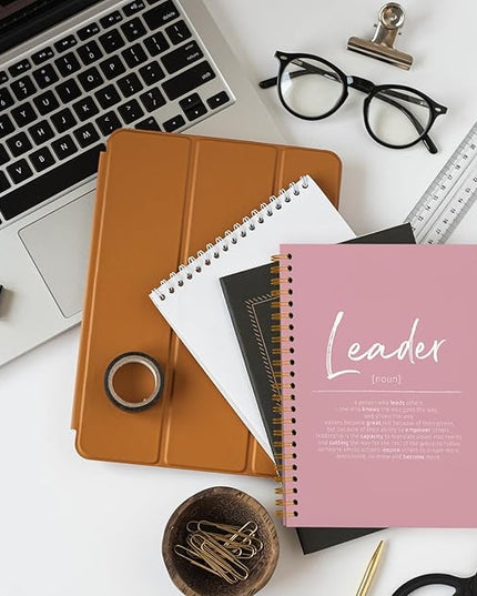 OXW Pink Meeting Notebooks for Work, Leadership Gifts Office Work Notebook Journal for Writing Note Taking, Thank You Appreciation Gifts for Women Men Leader Mentor Boss Manager Principal, 5.5"x8.3"