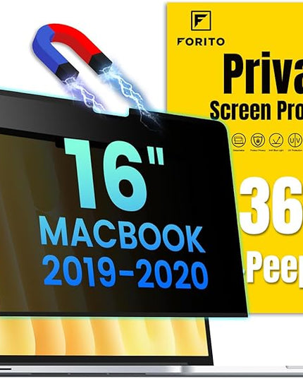 F FORITO Magnetic Privacy Screen Protector Compatible with MacBook Pro 16 inch (2019-2020, A2141), Removable 360° Anti Peeping Anti Blue Light Anti Glare Laptop Privacy Shield