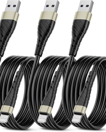 OIITH MFi Certified for iPhone Charger Cable 3 Pack 6 Ft, Long for Lightning Charging Cord, Fast 2.4A for iPhone USB Cord Compatible with iPhone12/11/XS/Max/XR/X/8/8P/7P/6/iPad - Gold