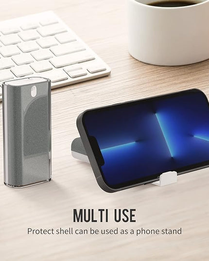 CLICK CLEAN Touchscreen Mist Cleaner, Screen Cleaner, All in One Screen Cleaner Spray with Microfiber and Phone Stand for All Phones, Laptop and Tablet Screens (Grey)