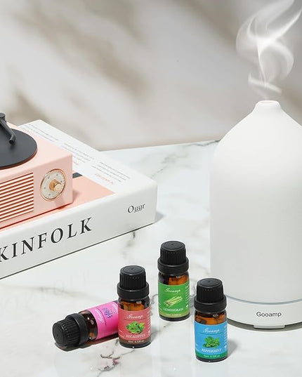 Essential Oils Set-Top 6 Organic Blends for Diffusers,Candle Making,Aromatherapy,Humidifiers,Gifts - Peppermint,TeaTree,Lavender,Eucalyptus,Lemongrass,Orange(6X0.33 fl oz)