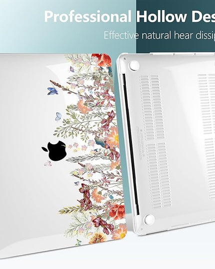 Dongke MacBook Pro 13 inch Case Model A2251/A2289 2020 Released, Plastic Hard Shell Case Cover for MacBook Pro 13 inch with Retina Display & Touch Bar Fits Touch ID (Floral Illustration)