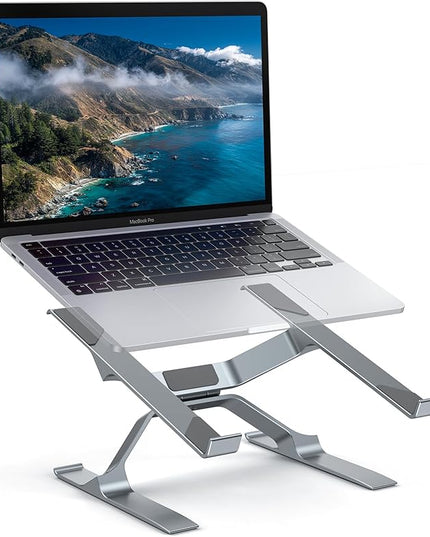 OMOTON More Stable Laptop Stand, Aluminum Adjustable Laptop Holder Stand for Desk, Ergonomic Detachable Notebook Riser Suitable for All Laptops (11-16 inch)