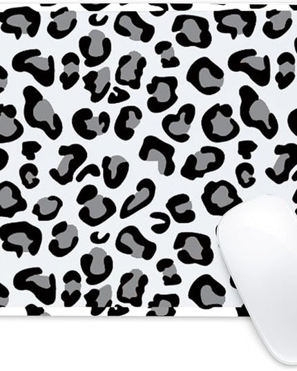 Snow Leopard Print Square Mouse Pad,Non-Slip Rubber Base Mouse Pad,Home Office Decoration Desktop Accessory,Laptop Mouse Pad for Office Laptops,9.4x7.8x0.12in
