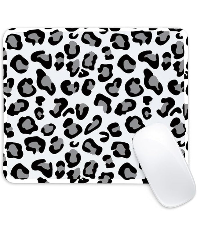 Snow Leopard Print Square Mouse Pad,Non-Slip Rubber Base Mouse Pad,Home Office Decoration Desktop Accessory,Laptop Mouse Pad for Office Laptops,9.4x7.8x0.12in