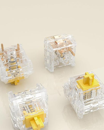 Zhouwang Crystal Yellow Switches, 3-Pin Pre-Lubricated Linear Switches, Dustproof and Waterproof for Mechanical Keyboards. (36Pcs)
