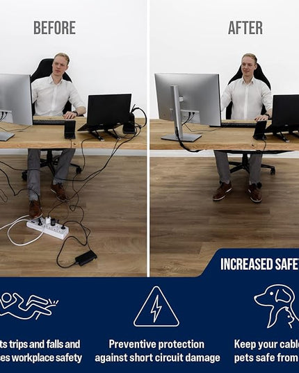 Cable Management net - Under Desk Wire Management - Flexible Under Desk Cable Management Tray Black