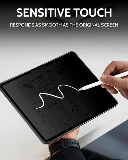 Peslv 360° Privacy Screen for iPad Air 11 Inch 2024/2025 (M2/M3, 6th/7th Gen), Anti Glare Blue Light Spy Filter Private Cover, High Sensitive Bubble-Free Easy Install Black Security Protector