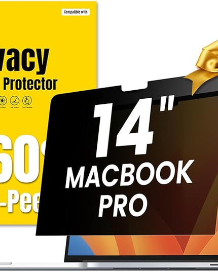 F FORITO 360° Privacy Screen Protector Compatible with MacBook Pro 14 inch (2025-2021, M5 M4 M3 M2 M1 Pro Max Chip), Anti Peeping Anti Glare and Anti Blue Light Laptop Privacy Screen Shield