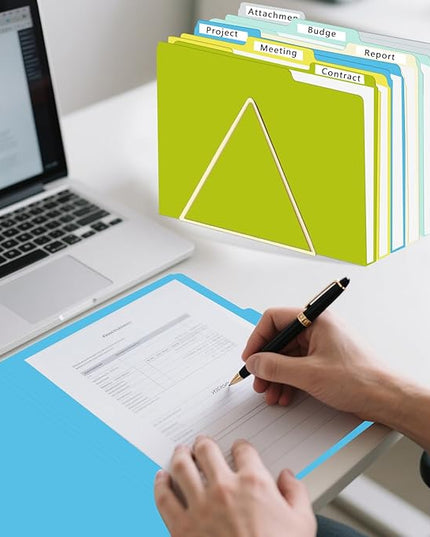 File Folder, HERKKA 30 Pack 1/3 Cut Tab File Folders, Letter Size, Assorted 6 Colors, Colored File Folders Designed for Office and Classroom Use