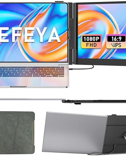 KEFEYA Laptop Screen Extender, 14" FHD 1080P Portable Monitor for Laptops, 0.19" Ultra-Thin Laptop Monitor Extender for 13-17" with USB-C/HDMI Port, Plug n Play for Windows/Mac/Android/Switch/PS5