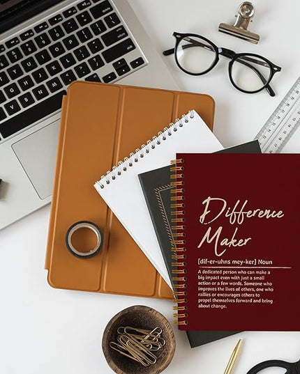 OXW Red Meeting Notebooks for Work, Difference Maker Gift Office Work Notebook Journal for Writing Note Taking, Thank You Gifts for Women Men Leader Boss Mentor Manager Principal, 5.5"x8.3"